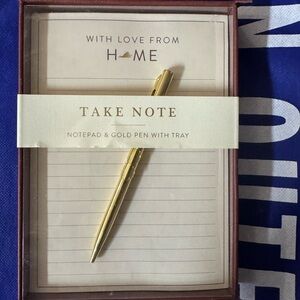 Gold Pen and Notepad Set with tray and lots of love from home - NWT